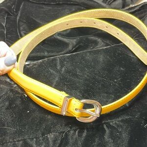Women’s Yellow Patient Leather Buckle Belt